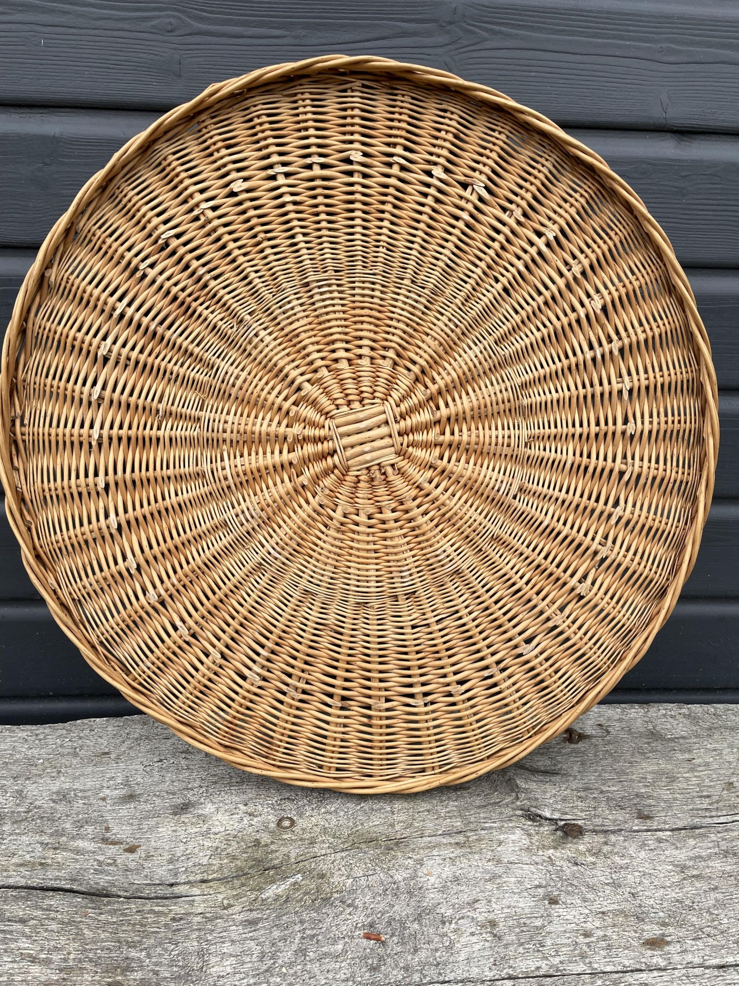 Plateau rond en osier, 30,5 cm, plateau de service rustique en